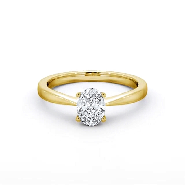 Oval Diamond Engagement Ring 18K Yellow Gold Solitaire - Portia ENOV17_YG_HAND