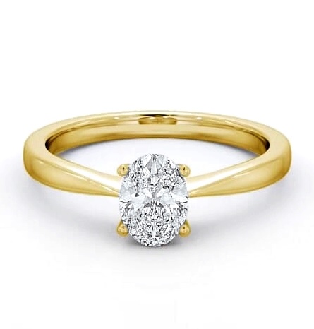 Oval Diamond Classic 4 Prong Engagement Ring 18K Yellow Gold Solitaire ENOV17_YG_THUMB1