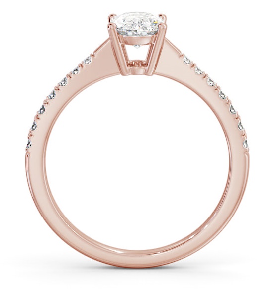 Oval Diamond Pinched Band Engagement Ring 18K Rose Gold Solitaire ENOV17S_RG_THUMB1 