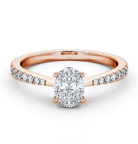 Oval Diamond Pinched Band Engagement Ring 18K Rose Gold Solitaire ENOV17S_RG_THUMB1
