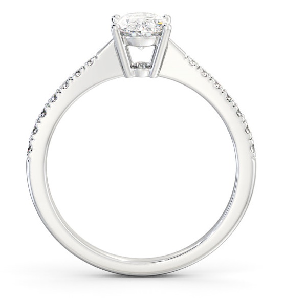 Oval Diamond Pinched Band Engagement Ring 18K White Gold Solitaire with Channel Set Side Stones ENOV17S_WG_THUMB1 
