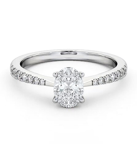 Oval Diamond Pinched Band Engagement Ring Platinum Solitaire ENOV17S_WG_THUMB2 