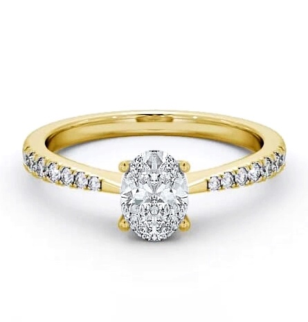 Oval Diamond Pinched Band Engagement Ring 9K Yellow Gold Solitaire ENOV17S_YG_THUMB1