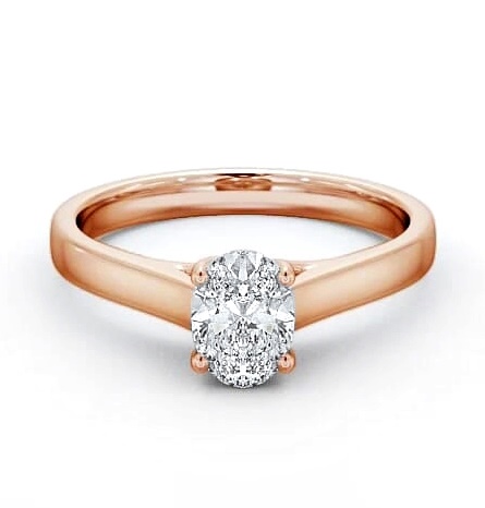 Oval Diamond Trellis Design Engagement Ring 18K Rose Gold Solitaire ENOV18_RG_THUMB1