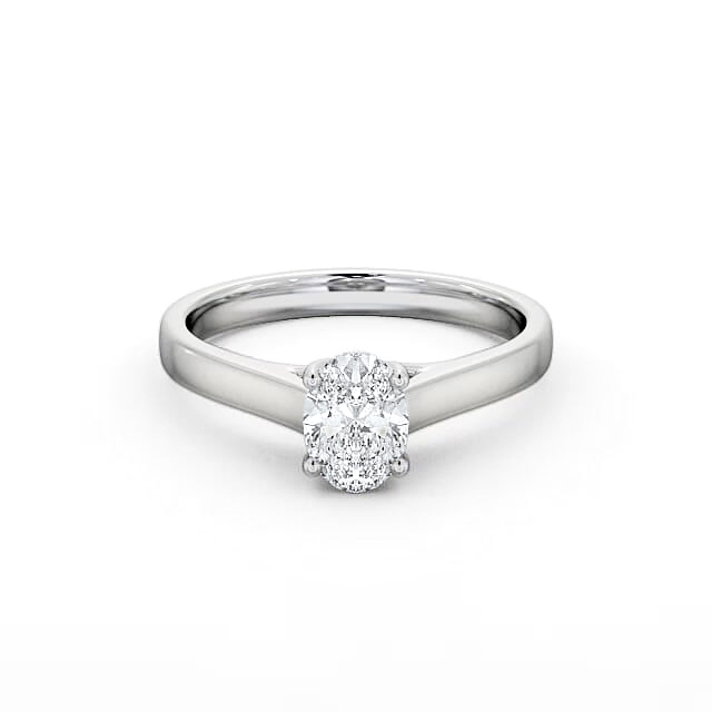 Oval Diamond Engagement Ring 18K White Gold Solitaire - Evelia ENOV18_WG_HAND