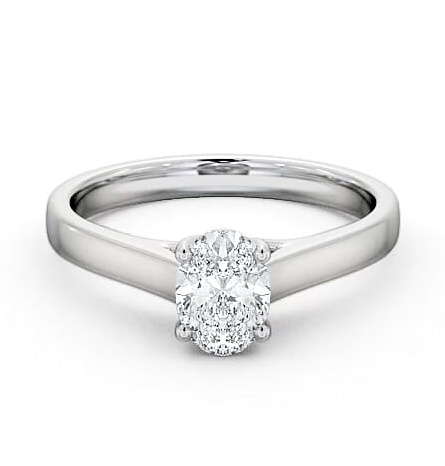 Oval Diamond Trellis Design Engagement Ring 18K White Gold Solitaire ENOV18_WG_THUMB2 