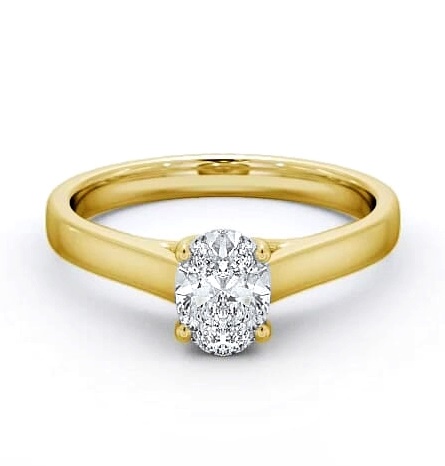 Oval Diamond Trellis Design Engagement Ring 9K Yellow Gold Solitaire ENOV18_YG_THUMB1