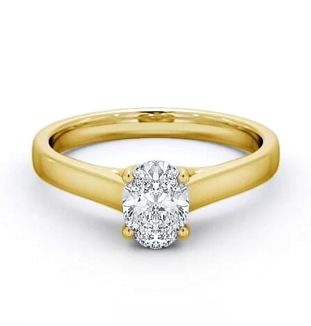 Oval Diamond Trellis Design Engagement Ring 18K Yellow Gold Solitaire ENOV18_YG_THUMB2 