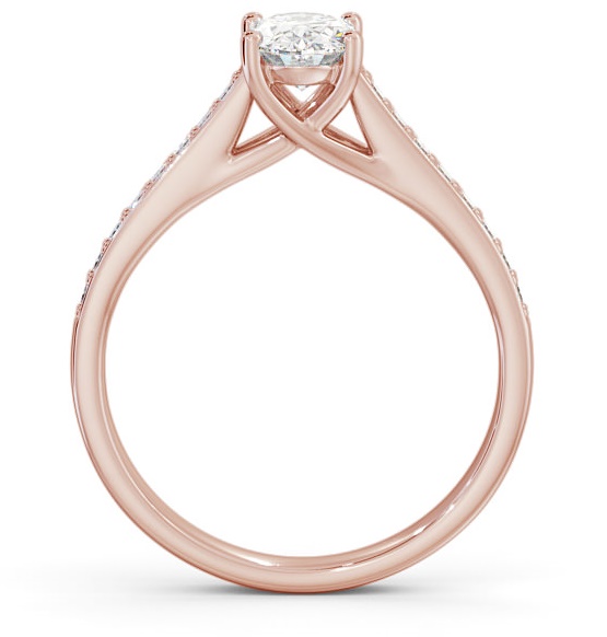 Oval Diamond Trellis Design Engagement Ring 9K Rose Gold Solitaire ENOV18S_RG_THUMB1 