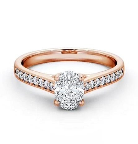 Oval Diamond Trellis Design Engagement Ring 18K Rose Gold Solitaire ENOV18S_RG_THUMB2 