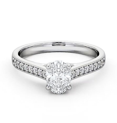 Oval Diamond Trellis Design Engagement Ring 18K White Gold Solitaire ENOV18S_WG_THUMB2 
