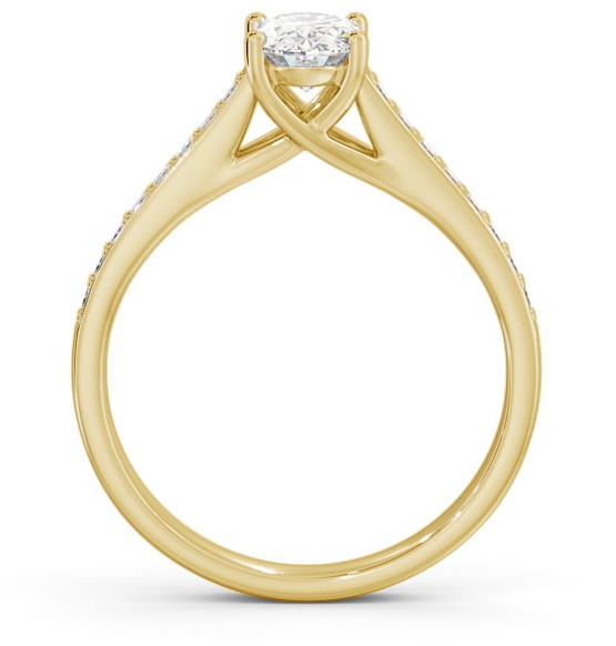 Oval Diamond Trellis Design Engagement Ring 18K Yellow Gold Solitaire ENOV18S_YG_THUMB1 