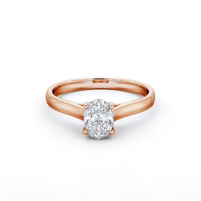 Oval Diamond Engagement Ring 18K Rose Gold Solitaire - Karsen ENOV19_RG_HAND