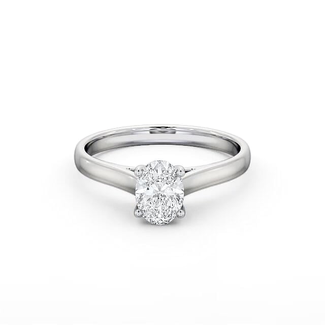 Oval Diamond Engagement Ring 18K White Gold Solitaire - Karsen ENOV19_WG_HAND