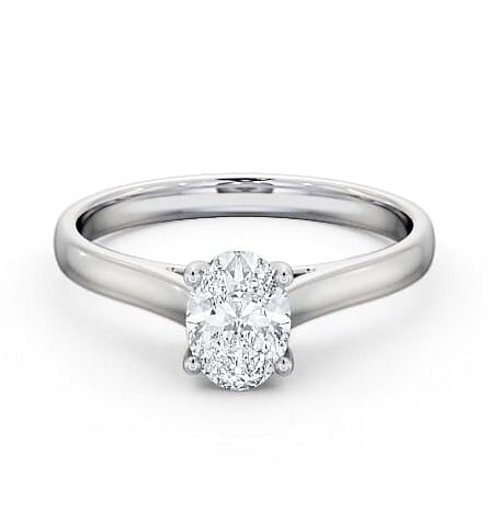 Oval Diamond Classic 4 Prong Engagement Ring Platinum Solitaire ENOV19_WG_THUMB2 