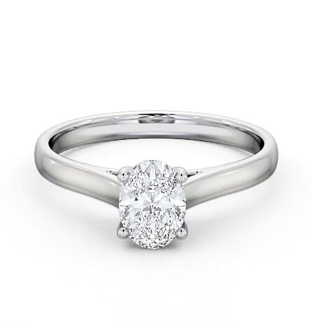 Oval Diamond Classic 4 Prong Engagement Ring 18K White Gold Solitaire ENOV19_WG_THUMB2 