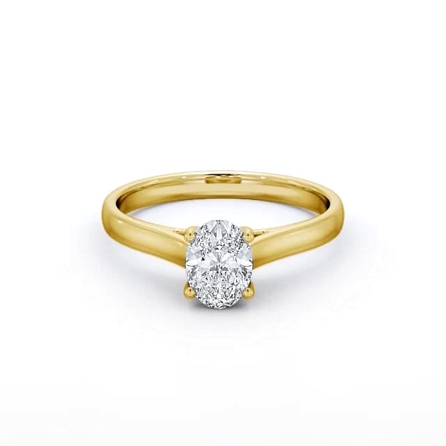 Oval Diamond Engagement Ring 18K Yellow Gold Solitaire - Karsen ENOV19_YG_HAND