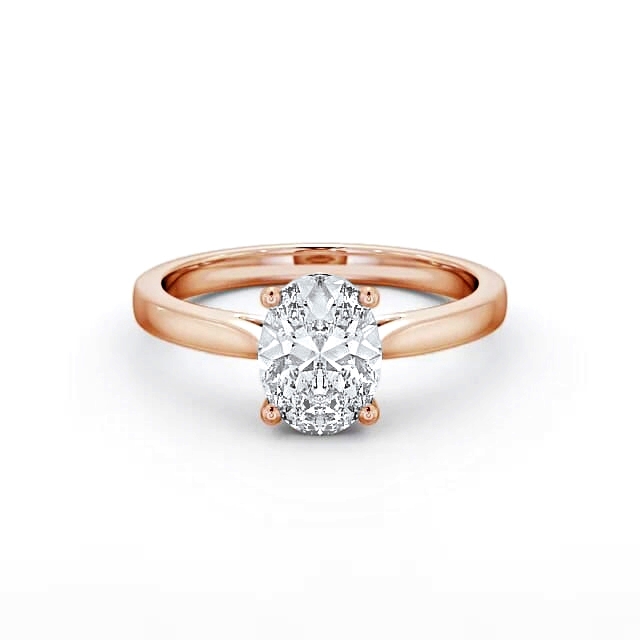 Oval Diamond Engagement Ring 18K Rose Gold Solitaire - Delany ENOV1_RG_HAND