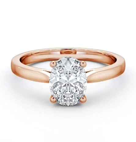 Oval Diamond Classic Style Engagement Ring 18K Rose Gold Solitaire ENOV1_RG_THUMB1