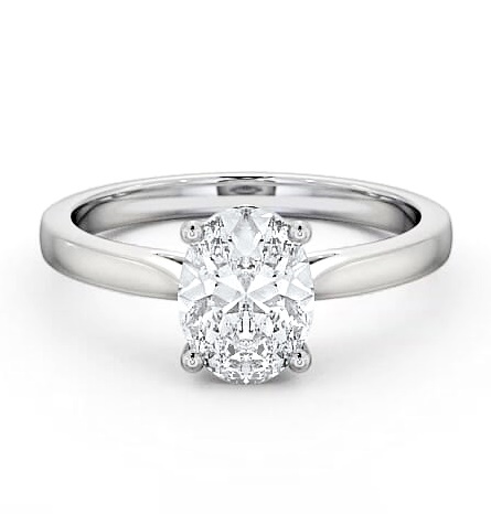 Oval Diamond Classic Style Engagement Ring 18K White Gold Solitaire ENOV1_WG_THUMB2 