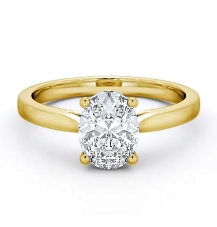 Oval Diamond Classic Style Engagement Ring 9K Yellow Gold Solitaire ENOV1_YG_THUMB1