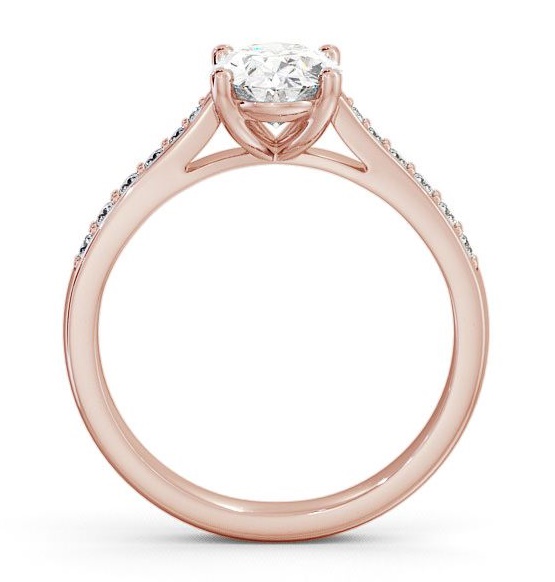 Oval Diamond Tapered Band Engagement Ring 18K Rose Gold Solitaire ENOV1S_RG_THUMB1 