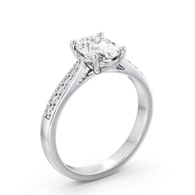 Oval Diamond Engagement Ring 18K White Gold Solitaire With Side Stones - Charissa ENOV1S_WG_HAND
