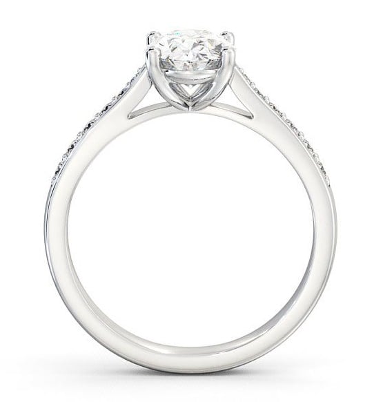 Oval Diamond Tapered Band Engagement Ring 18K White Gold Solitaire with Channel Set Side Stones ENOV1S_WG_THUMB1 