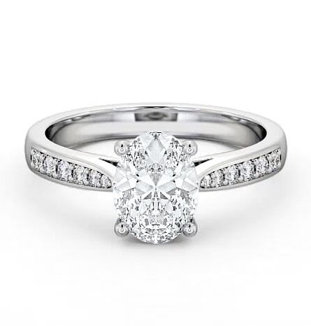 Oval Diamond Tapered Band Engagement Ring Platinum Solitaire ENOV1S_WG_THUMB2 