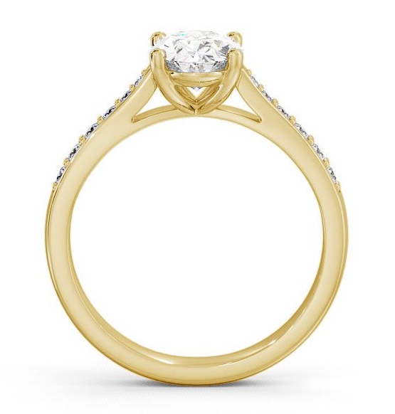 Oval Diamond Tapered Band Engagement Ring 9K Yellow Gold Solitaire ENOV1S_YG_THUMB1 