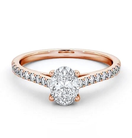 Oval Diamond 4 Prong Engagement Ring 9K Rose Gold Solitaire ENOV20_RG_THUMB1