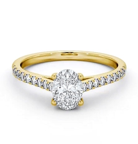Oval Diamond 4 Prong Engagement Ring 18K Yellow Gold Solitaire ENOV20_YG_THUMB1