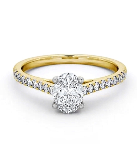 Oval Diamond 4 Prong Engagement Ring 18K Yellow and White Gold Solitaire ENOV20_YWG_THUMB1