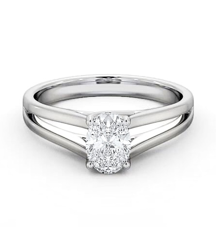 Oval Diamond Split Band Engagement Ring 9K White Gold Solitaire ENOV21_WG_THUMB1