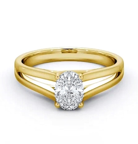 Oval Diamond Split Band Engagement Ring 9K Yellow Gold Solitaire ENOV21_YG_THUMB1