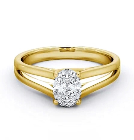 Oval Diamond Split Band Engagement Ring 18K Yellow Gold Solitaire ENOV21_YG_THUMB2 