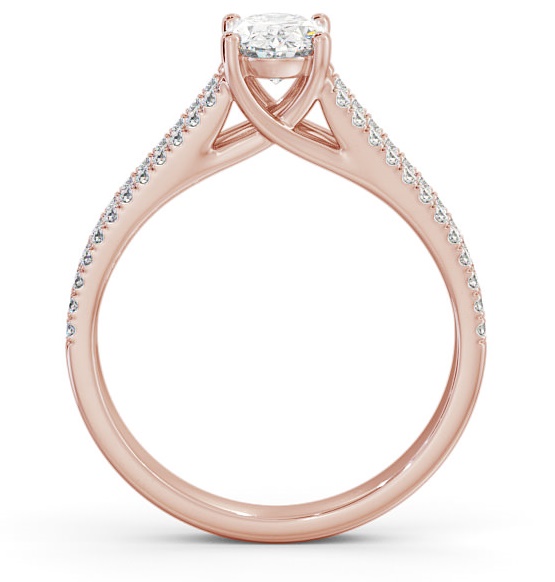 Oval Diamond Split Band Engagement Ring 9K Rose Gold Solitaire ENOV21S_RG_THUMB1 