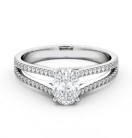 Oval Diamond Split Band Engagement Ring Platinum Solitaire ENOV21S_WG_THUMB2 