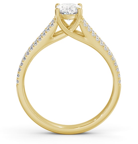Oval Diamond Split Band Engagement Ring 9K Yellow Gold Solitaire ENOV21S_YG_THUMB1 