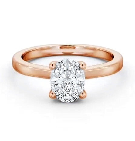 Oval Diamond Classic 4 Prong Engagement Ring 18K Rose Gold Solitaire ENOV22_RG_THUMB1