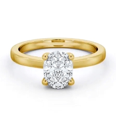 Oval Diamond Classic 4 Prong Engagement Ring 18K Yellow Gold Solitaire ENOV22_YG_THUMB2 