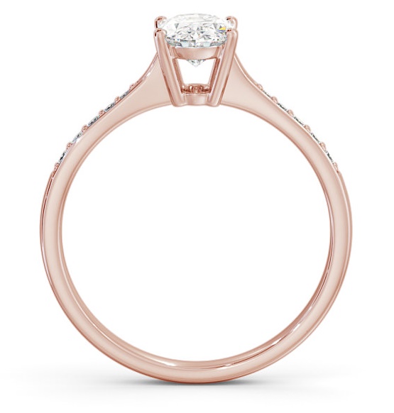 Oval Diamond Tapered Band Engagement Ring 9K Rose Gold Solitaire with Channel Set Side Stones ENOV22S_RG_THUMB1