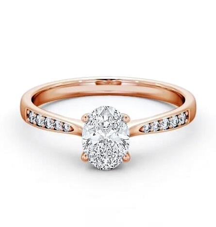 Oval Diamond Tapered Band Engagement Ring 9K Rose Gold Solitaire ENOV22S_RG_THUMB1