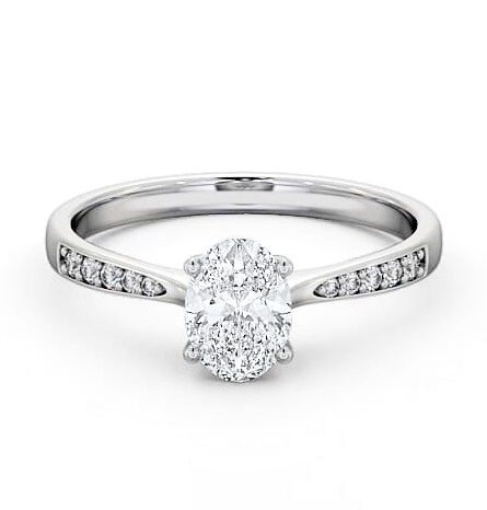 Oval Diamond Tapered Band Engagement Ring Platinum Solitaire ENOV22S_WG_THUMB2 