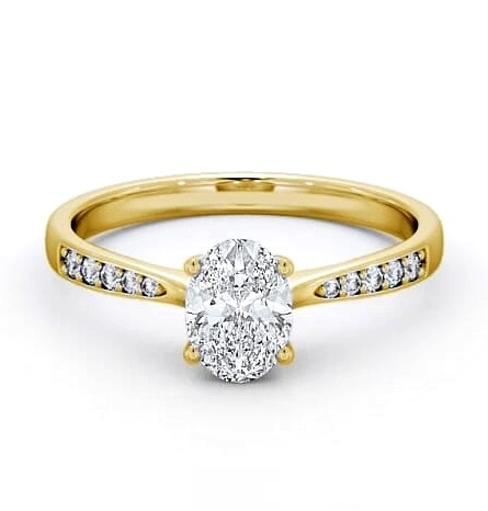 Oval Diamond Tapered Band Engagement Ring 9K Yellow Gold Solitaire ENOV22S_YG_THUMB1