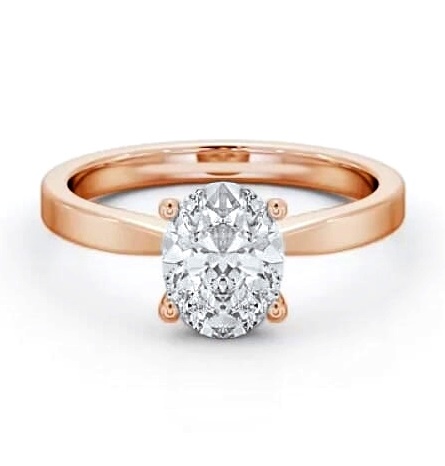 Oval Diamond Classic 4 Prong Engagement Ring 9K Rose Gold Solitaire ENOV23_RG_THUMB2 