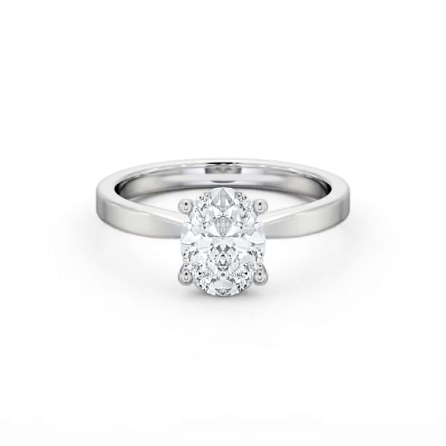 Oval Diamond Engagement Ring 18K White Gold Solitaire - Kristel ENOV23_WG_HAND