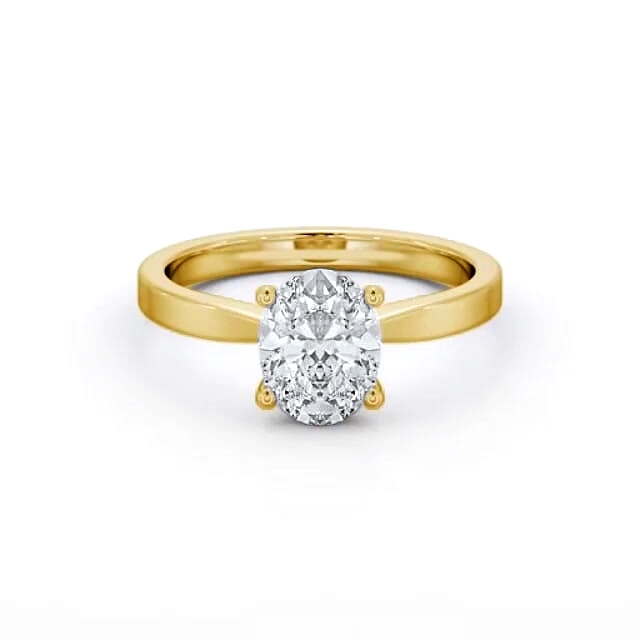Oval Diamond Engagement Ring 18K Yellow Gold Solitaire - Kristel ENOV23_YG_HAND