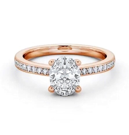 Oval Diamond 4 Prong Engagement Ring 9K Rose Gold Solitaire ENOV23S_RG_THUMB1
