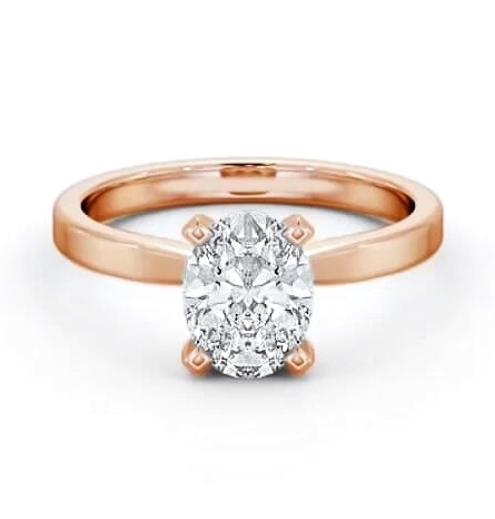 Oval Diamond Square Prongs Engagement Ring 18K Rose Gold Solitaire ENOV24_RG_THUMB2 
